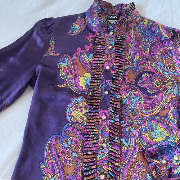 *SOLD* Dolce & Gabbana Silk Paisley Top Sz 42 - Picture 4 of 16